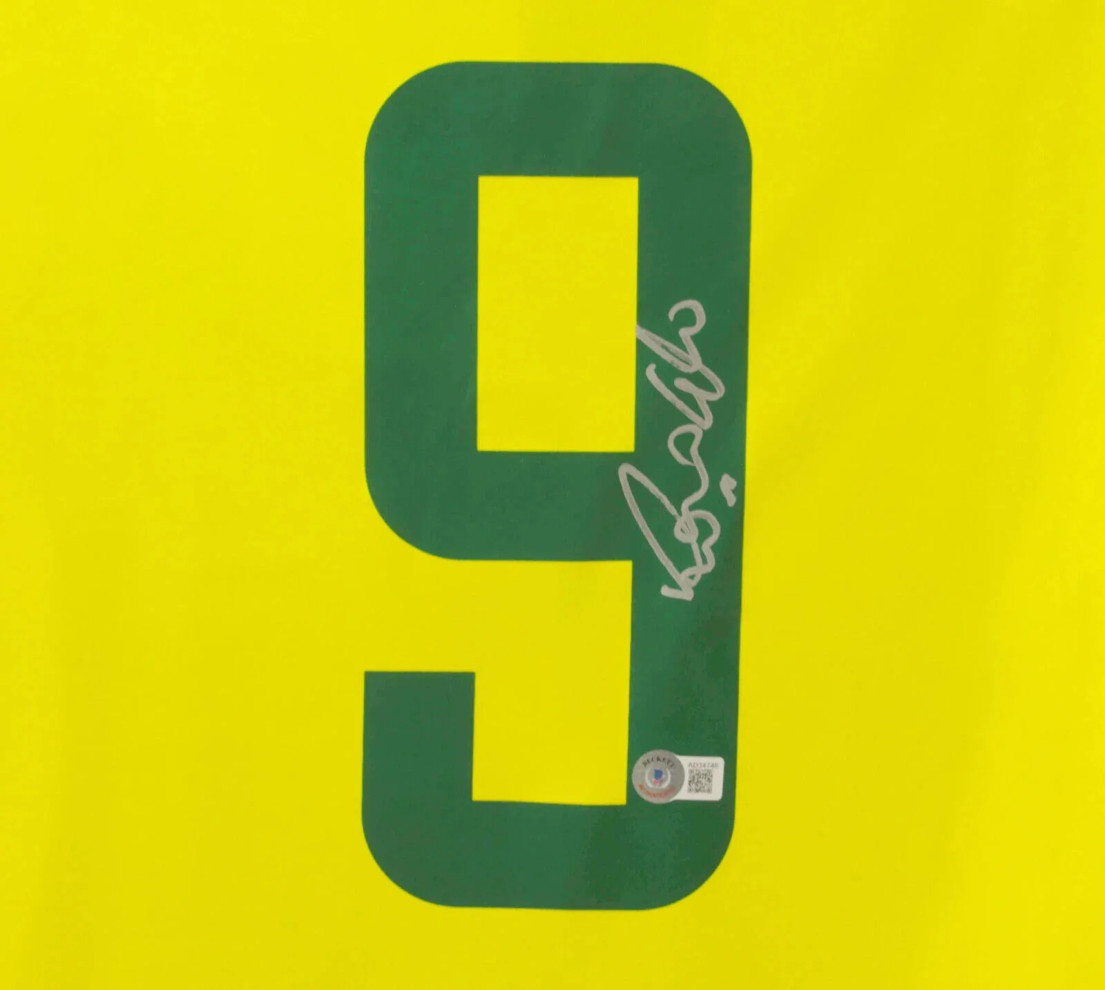 Ronaldo Nazario Signed Brazil FC Home Soccer Jersey #9 with Beckett COA - Image 2