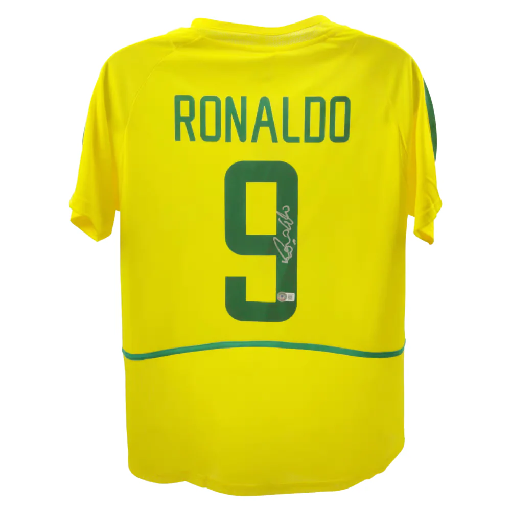 Ronaldo Nazario Signed Brazil FC Home Soccer Jersey #9 with Beckett COA - Image 3