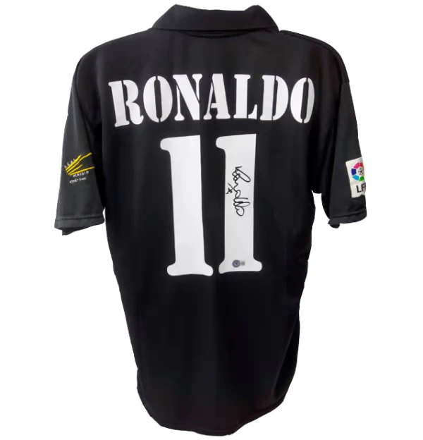 Framed Ronaldo Nazario Signed Real Madrid Away Soccer Jersey #11 with Beckett COA - Image 3
