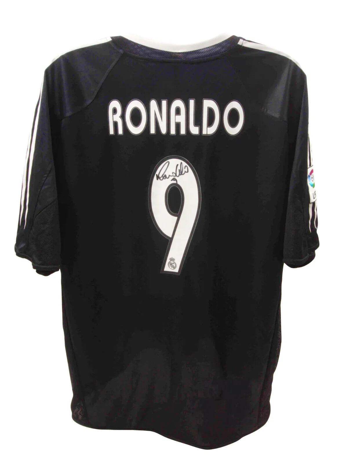 Ronaldo Nazario Signed Real Madrid Away Soccer Jersey #9 with Beckett COA - Image 3