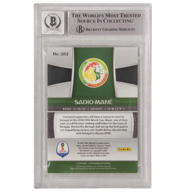 Sadio Mane Signed 2018 Panini Prizm World Cup #282 – BGS 10 Autograph - Image 2