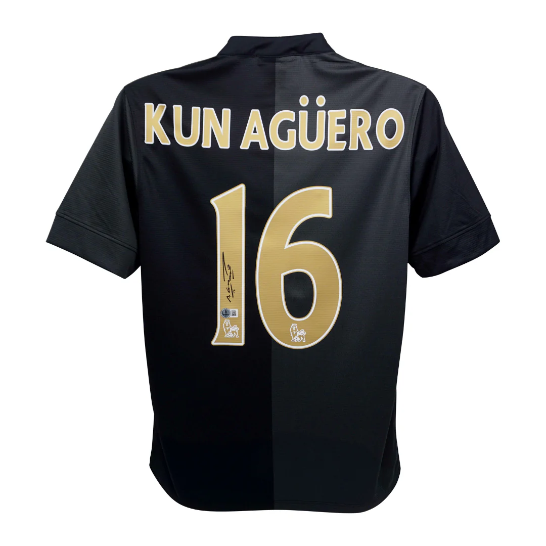 Framed Sergio Aguero Signed Manchester City Away Soccer Jersey #16 with Beckett COA - Image 3