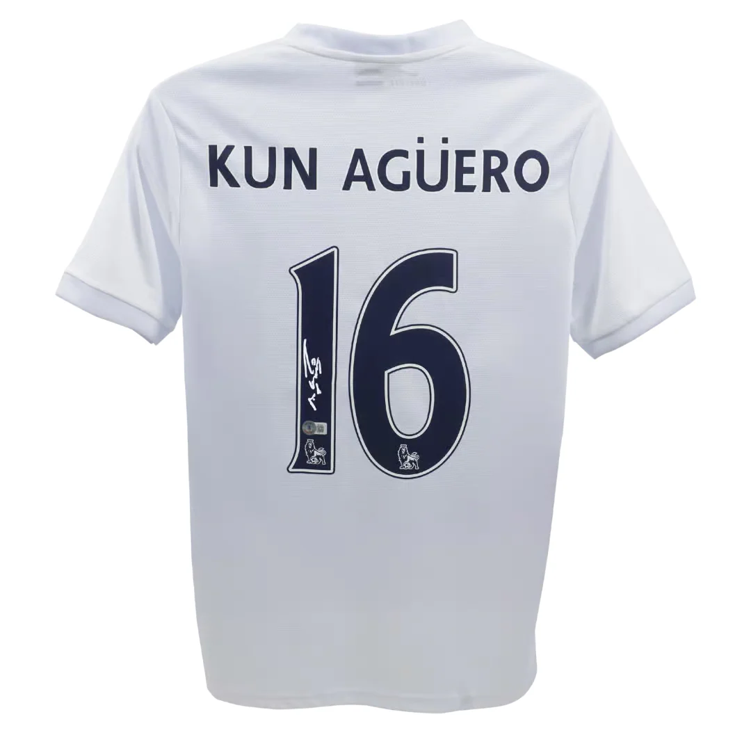 Framed Sergio Aguero Signed Manchester City Away Soccer Jersey #16 with Beckett COA - Image 3