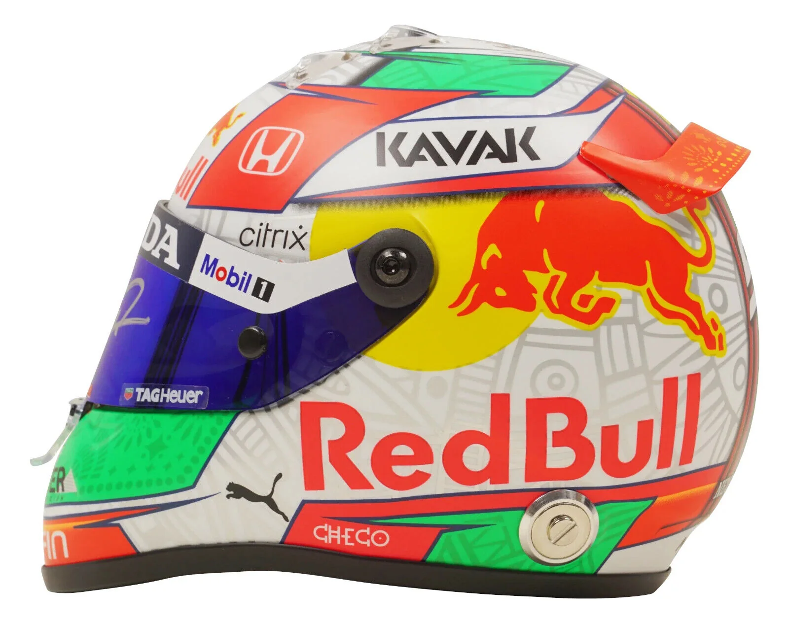 Sergio Perez Signed 2021 Mexico F1 RedBull Helmet 1:2 Scale with Beckett COA - Image 3