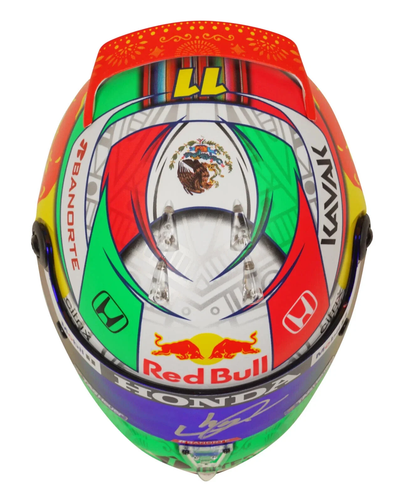 Sergio Perez Signed 2021 Mexico F1 RedBull Helmet 1:2 Scale with Beckett COA - Image 5