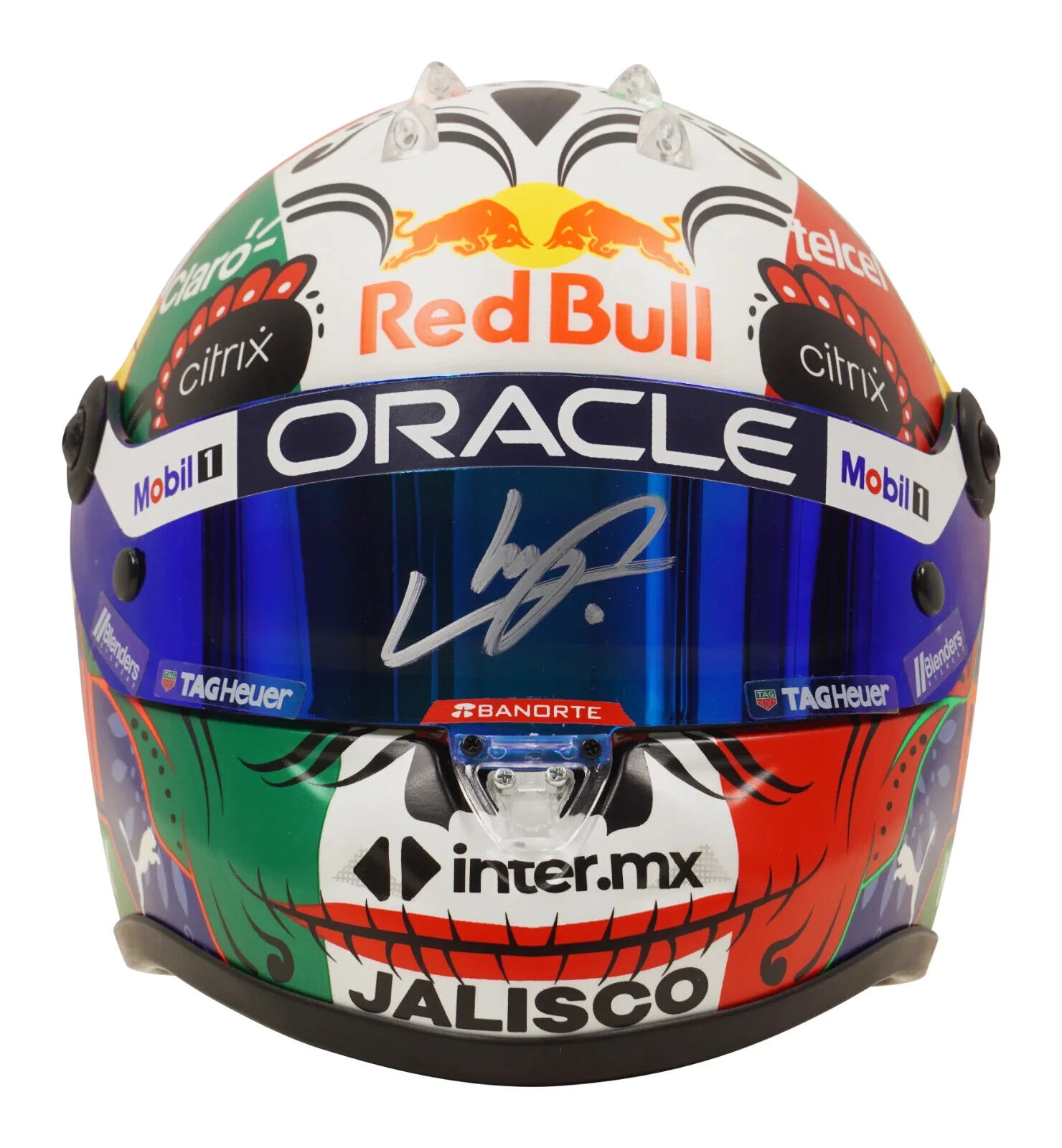 Sergio Perez Signed 2022 Mexico F1 RedBull Helmet 1:2 Scale with Beckett COA - Image 2