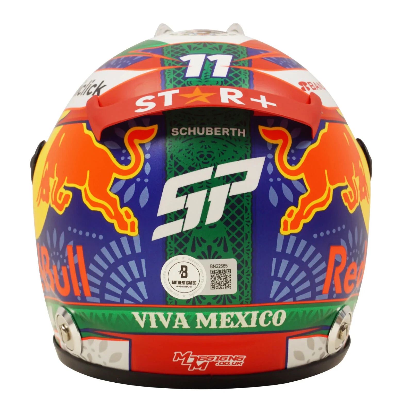 Sergio Perez Signed 2022 Mexico F1 RedBull Helmet 1:2 Scale with Beckett COA - Image 4