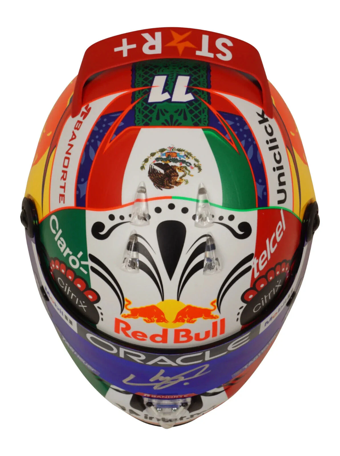 Sergio Perez Signed 2022 Mexico F1 RedBull Helmet 1:2 Scale with Beckett COA - Image 5