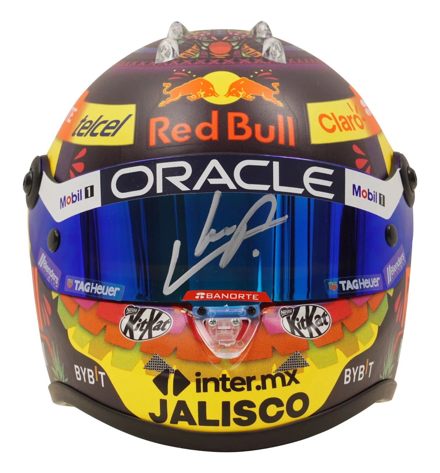 Sergio Perez Signed 2023 Mexico F1 RedBull Helmet 1:2 Scale with Beckett COA - Image 2