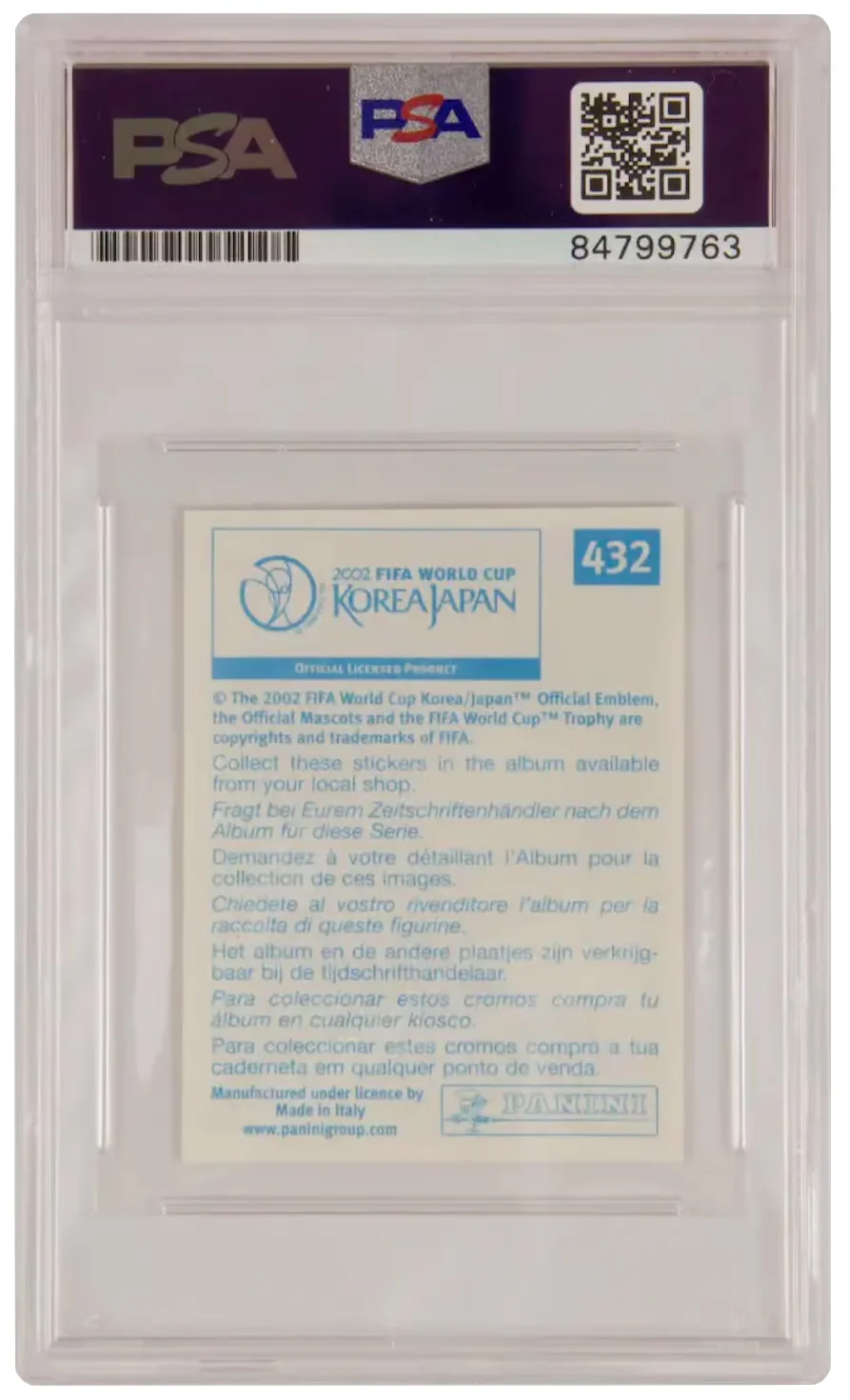 Steven Gerrard Signed 2002 Panini World Cup England Sticker #432 – PSA 10 - Image 2