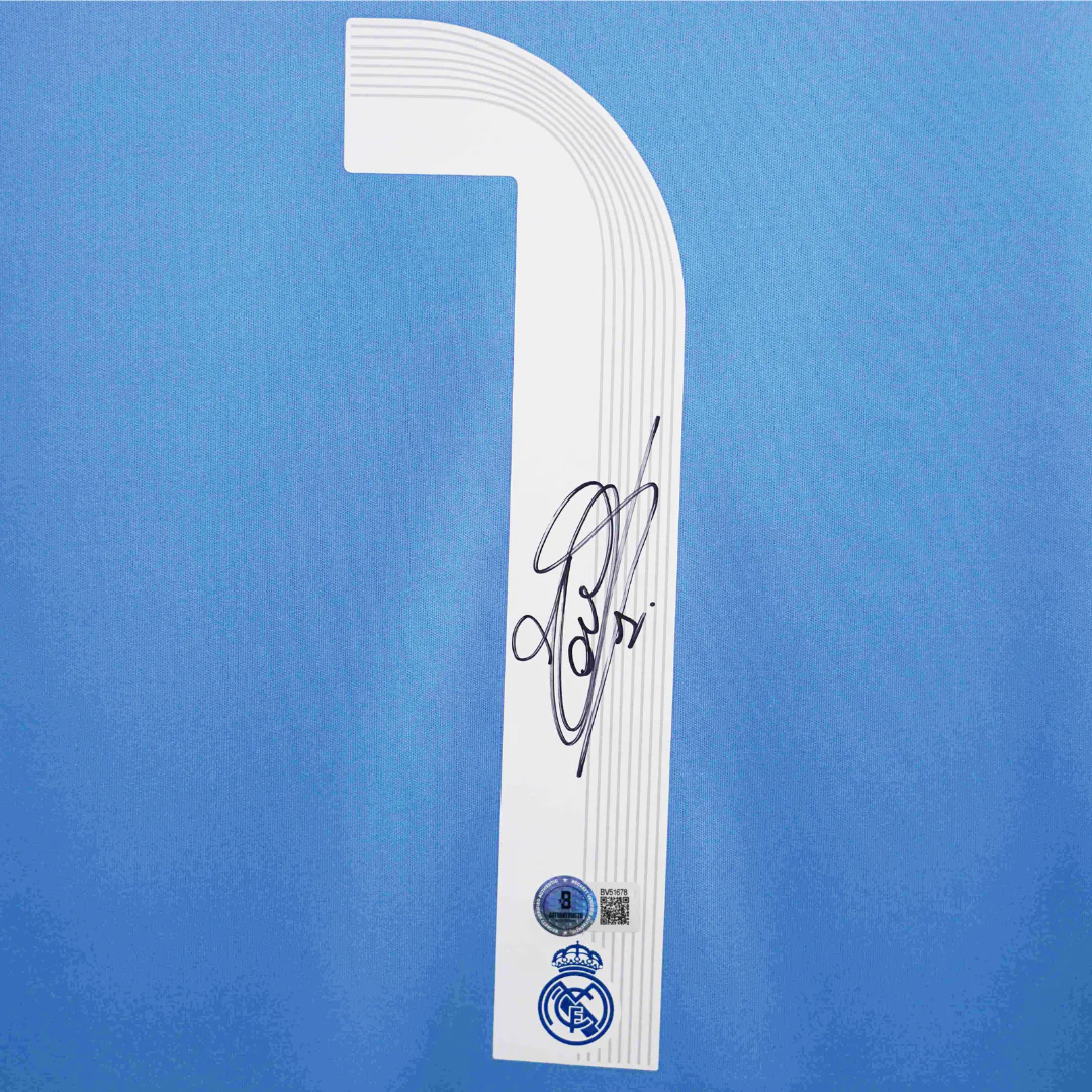 Framed Thibaut Courtois Signed Real Madrid Soccer Jersey #1 with Beckett COA - Image 2