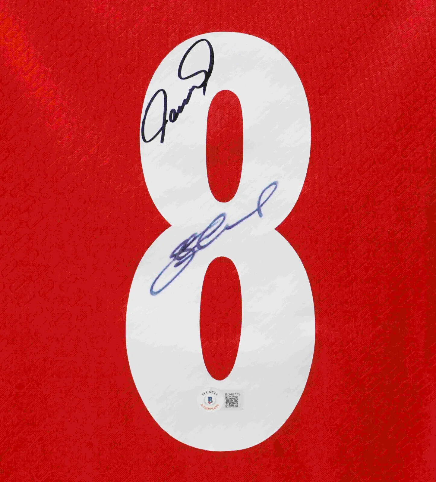 Torres & Gerrard Signed Liverpool FC Home Soccer Jersey #8 with Beckett COA - Image 2