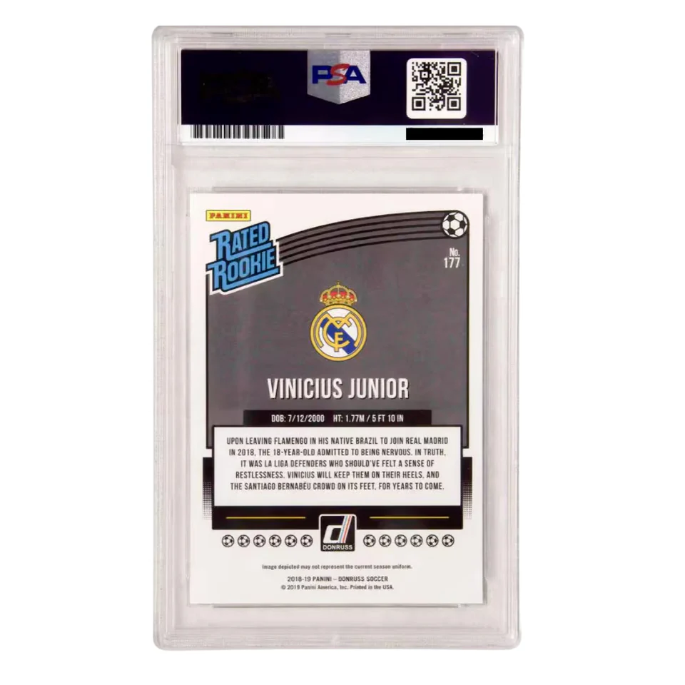 Vinicius Jr Signed 2018-19 Panini Donruss Rated Rookie #177 – PSA 10 Autograph - Image 2