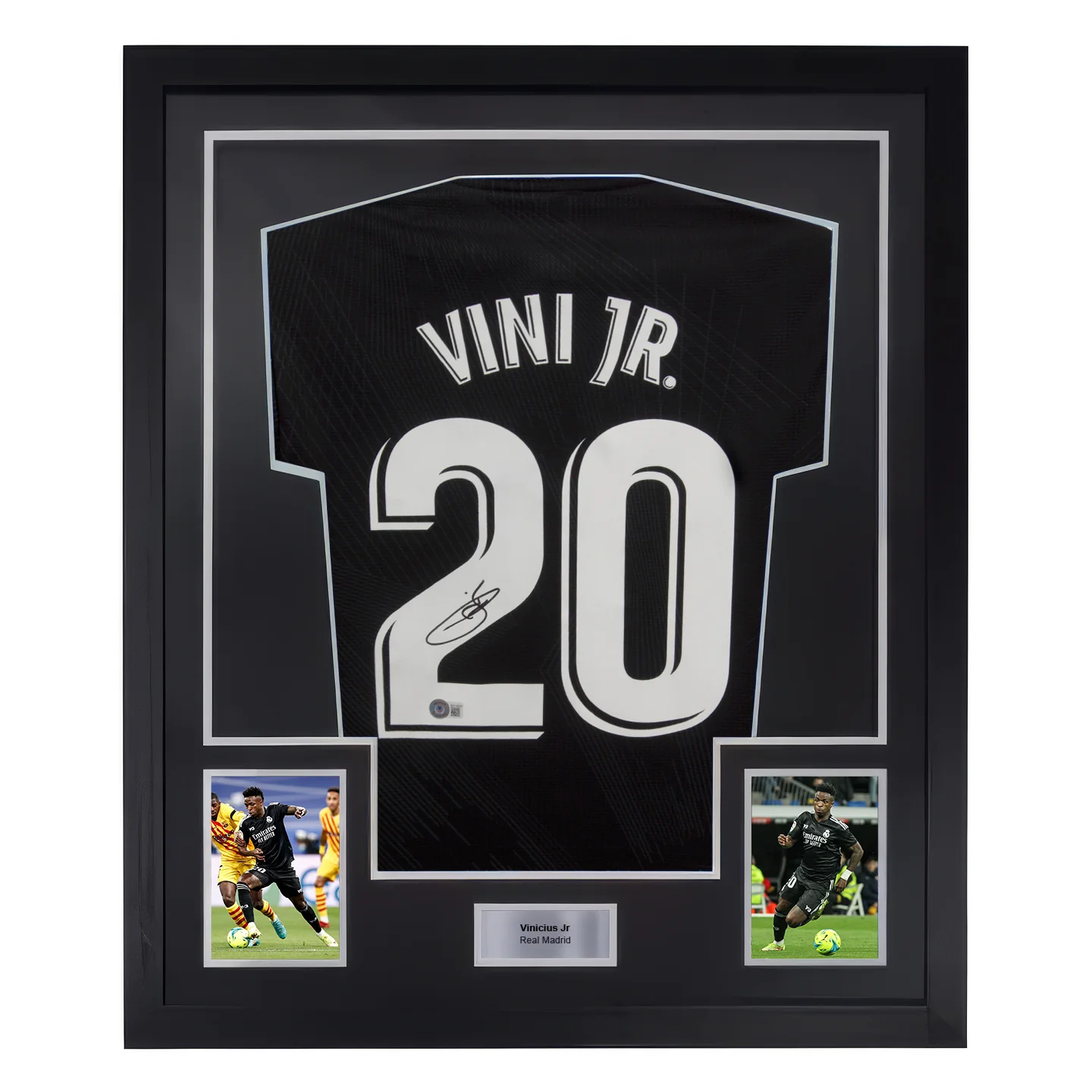 Framed Vinicius Jr Signed Real Madrid Away Y-3 Soccer Jersey #20 with Beckett COA