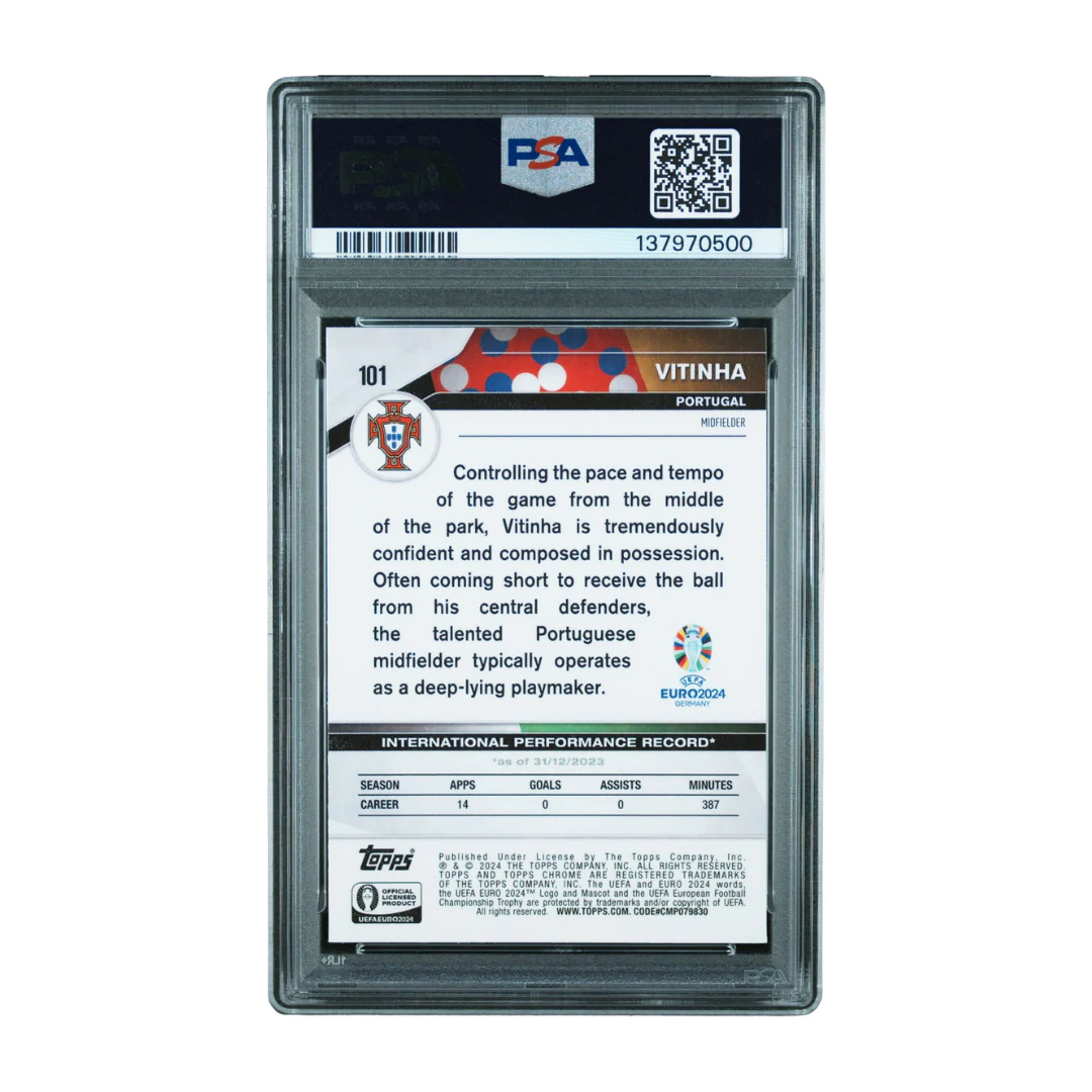 Vitinha Signed 2024 Topps Chrome UEFA Euro Blue Lava /75 Future Stars – PSA 10 - Image 2