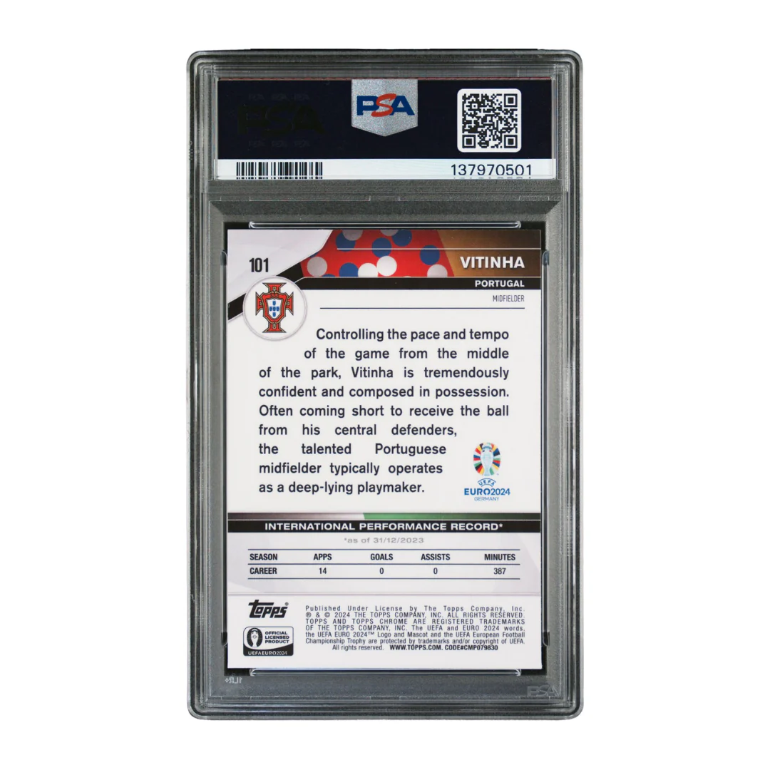 Vitinha Signed 2024 Topps Chrome UEFA Euro Gold /50 Future Star – PSA 10 AUTO 10 - Image 2