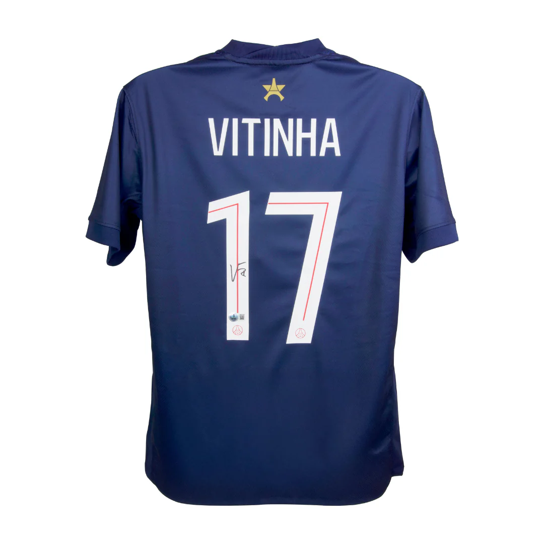 Framed Vitinha Signed PSG Home Soccer Jersey #17 with Beckett Witness - Image 3