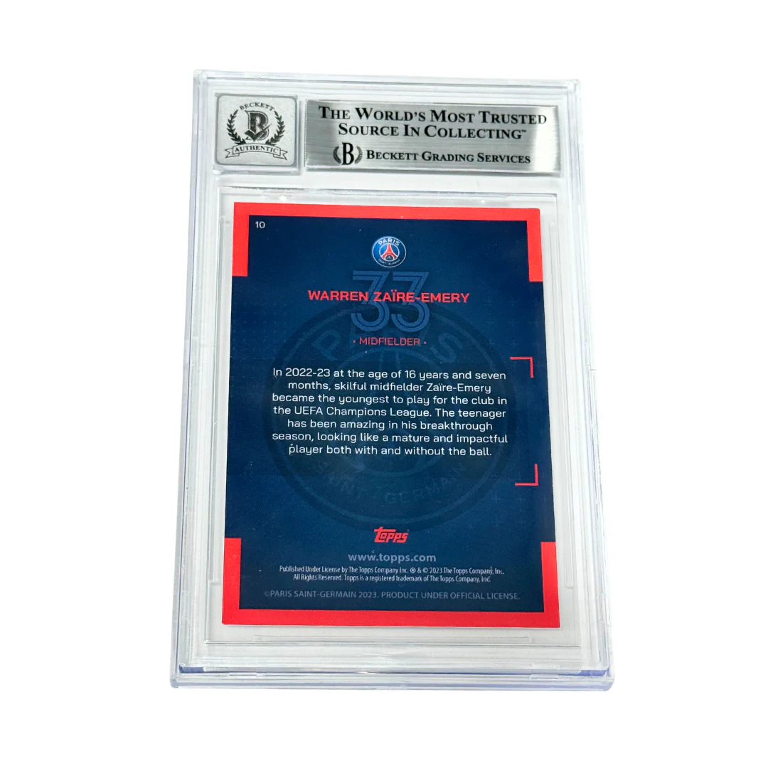 Warren Zaire-Emery Signed 2022-23 Topps PSG Rookie #10 – BGS 10 Autograph - Image 2