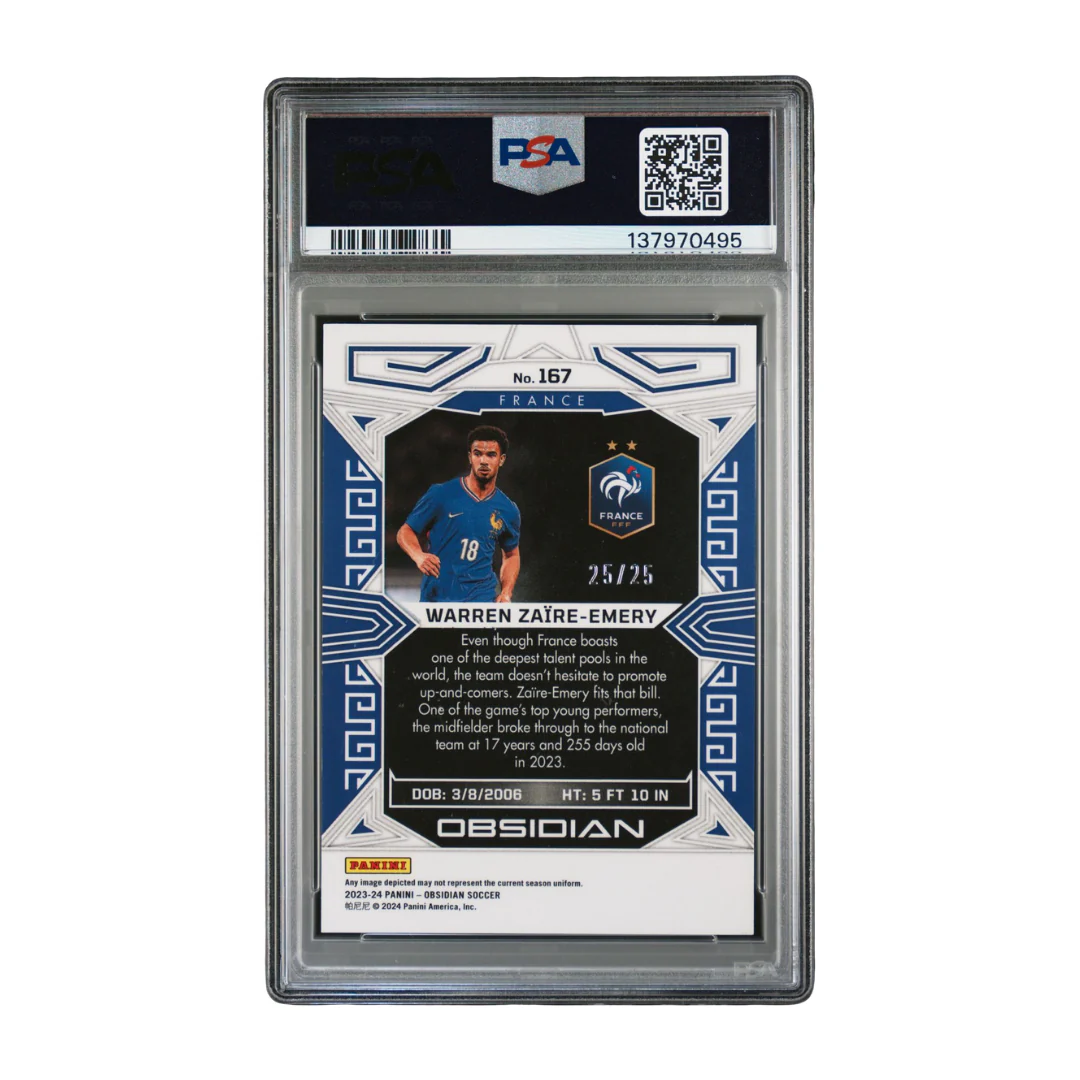 Warren Zaire-Emery Signed 2023-24 Panini Obsidian Purple Flood /25 - PSA 9 - Image 2