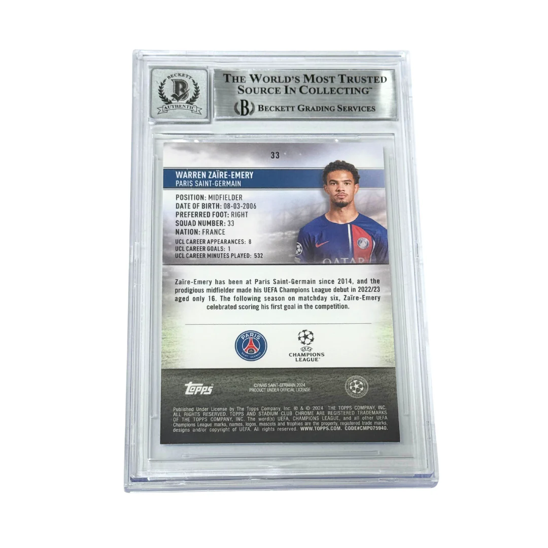 Warren Zaire-Emery Signed 2023-24 Topps Stadium Club Chrome /175 – BGS 10 Auto - Image 2