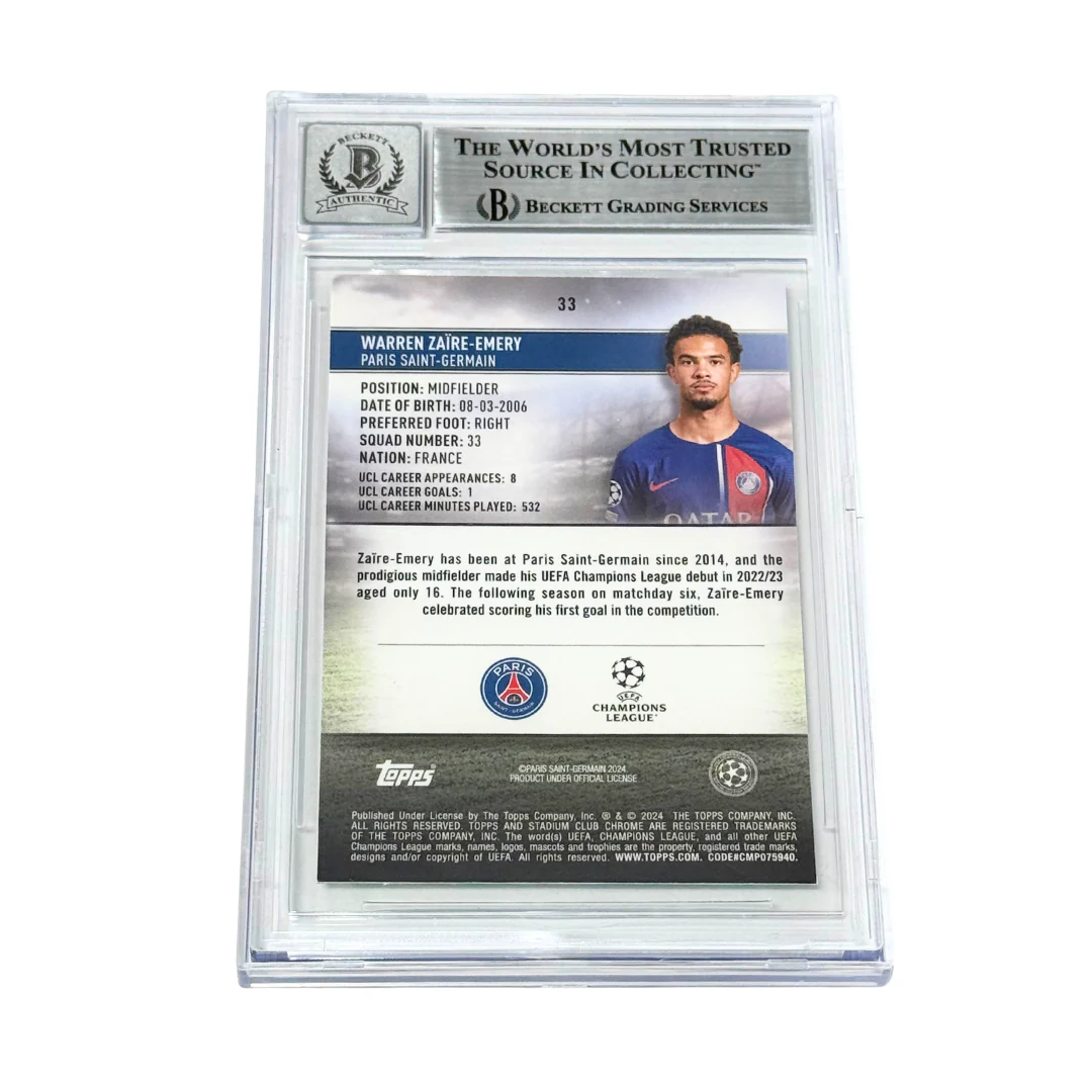 Warren Zaire-Emery Signed 2023 Topps Stadium Club Chrome /125 - BGS 10 Autograph - Image 2
