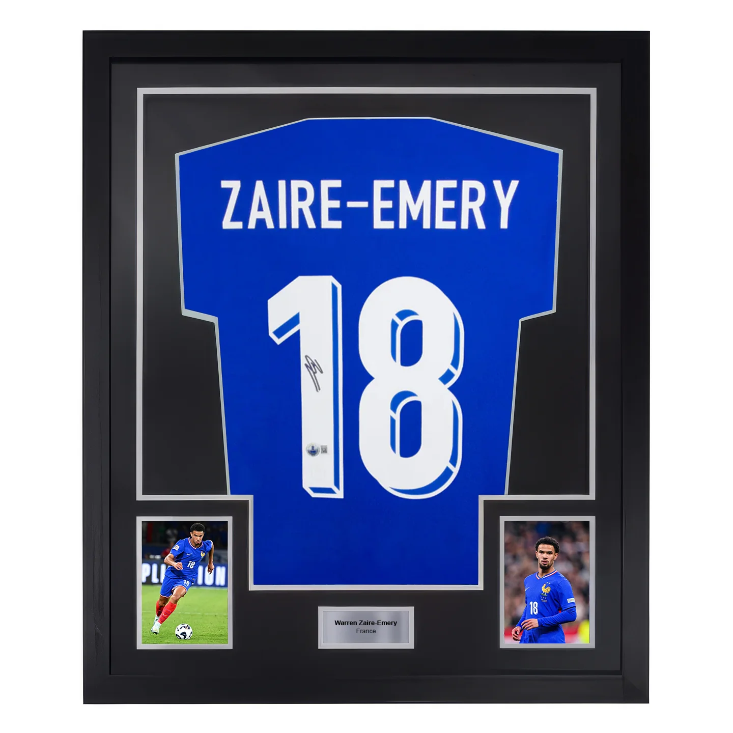 Framed Warren Zaire-Emery Signed France Home Soccer Jersey #18 with Beckett Witness