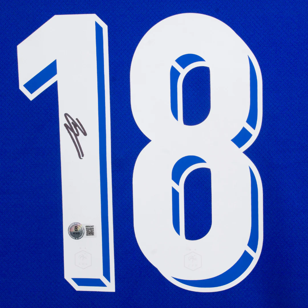 Framed Warren Zaire-Emery Signed France Home Soccer Jersey #18 with Beckett Witness - Image 2