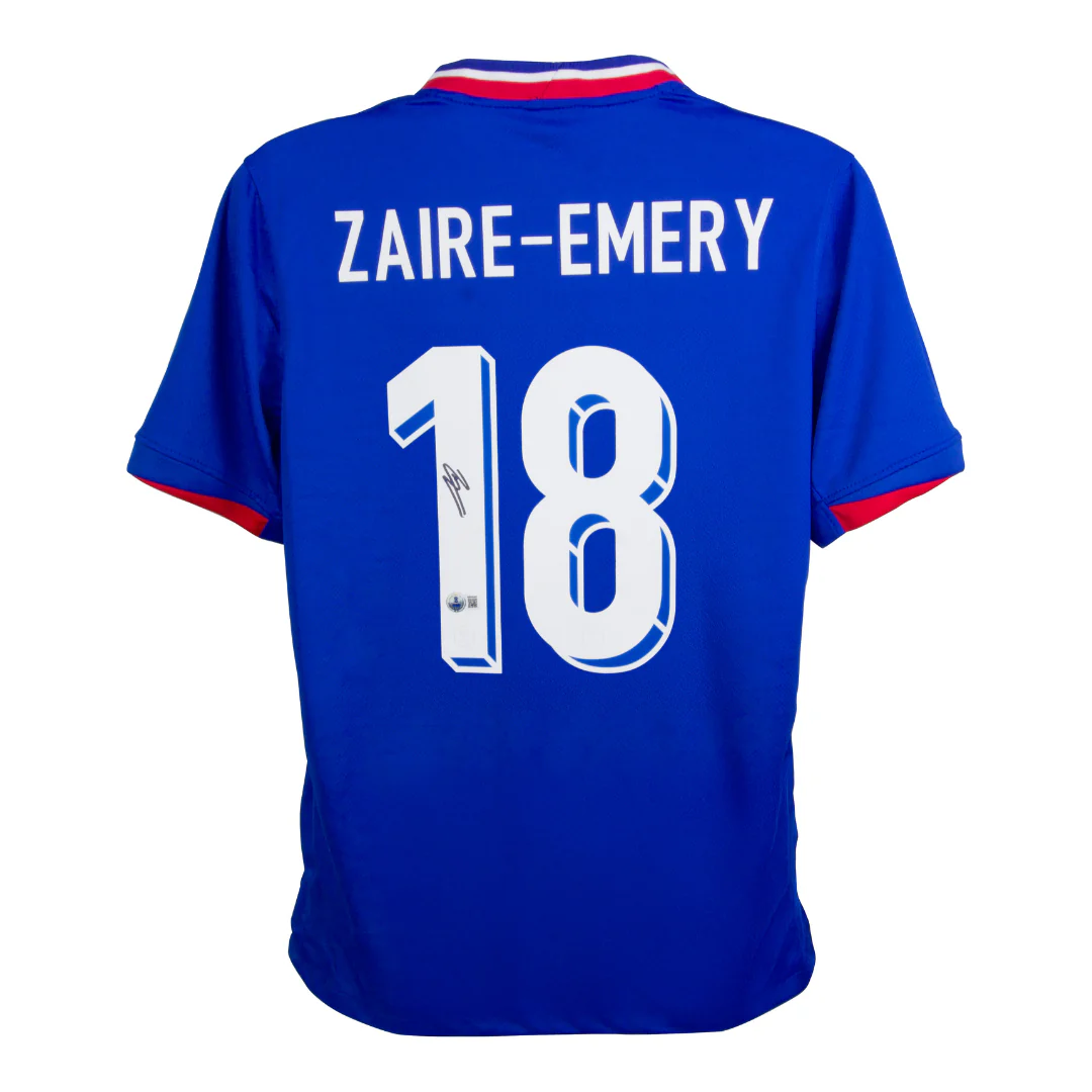 Framed Warren Zaire-Emery Signed France Home Soccer Jersey #18 with Beckett Witness - Image 3