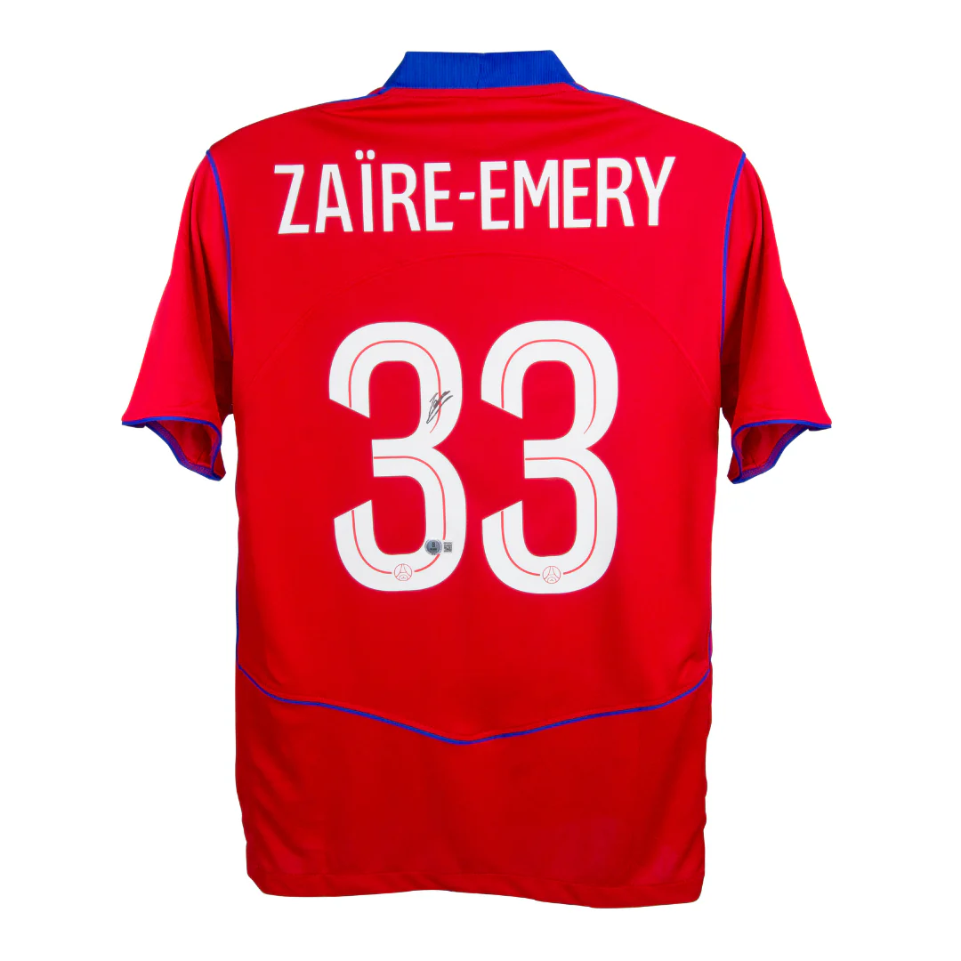 Framed Warren Zaire-Emery Signed PSG Away Soccer Jersey #33 with Beckett Witness - Image 3