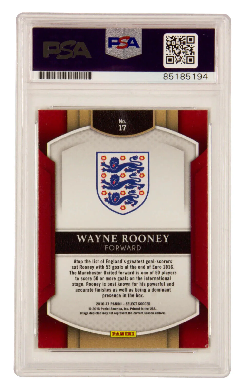 Wayne Rooney Signed 2014 Panini Prizm Prizm World Cup #17 – PSA 10 Autograph - Image 2