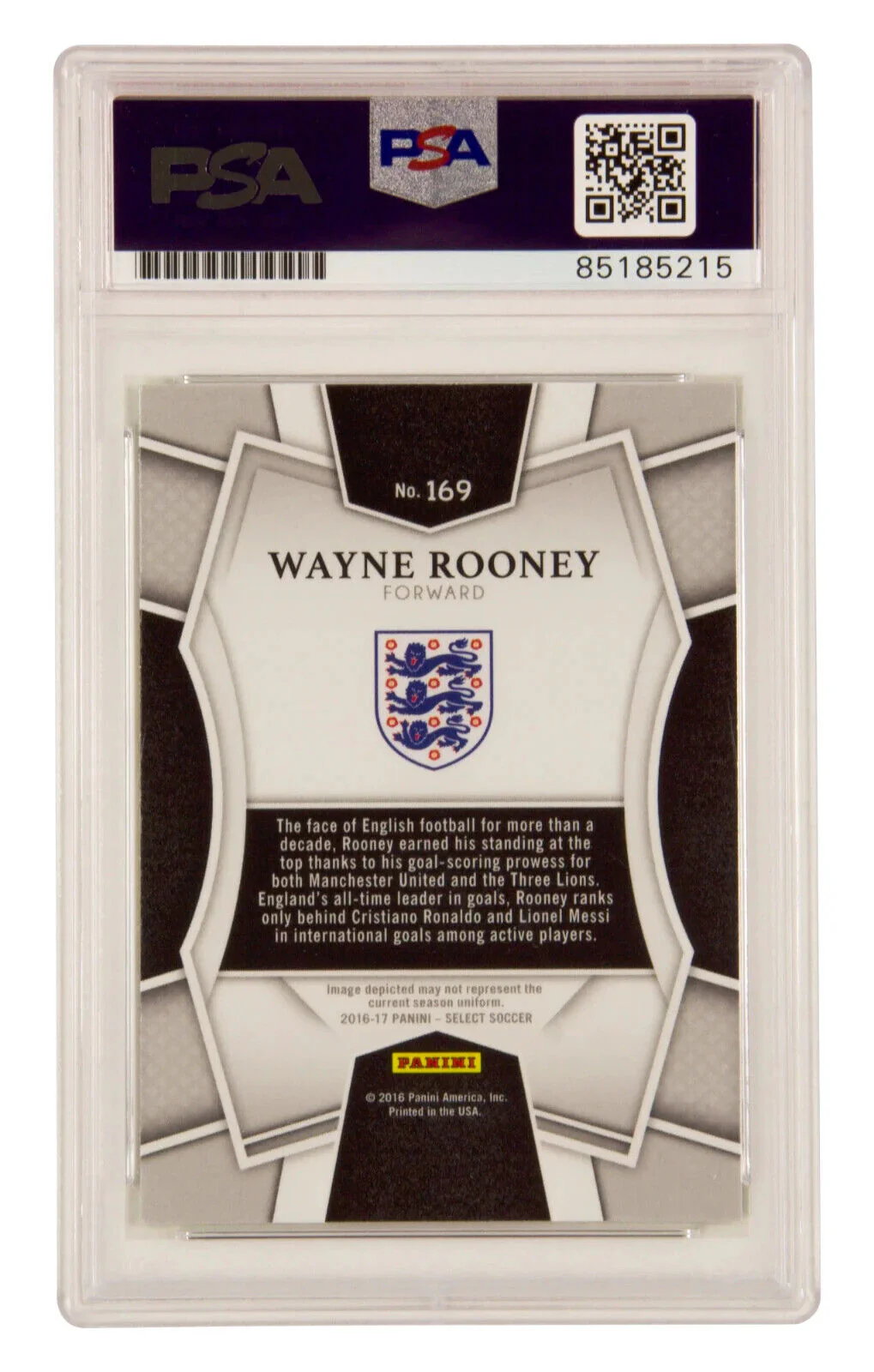 Wayne Rooney Signed 2016-17 Panini Select Soccer Prizm #169 – PSA 10 Autograph - Image 2
