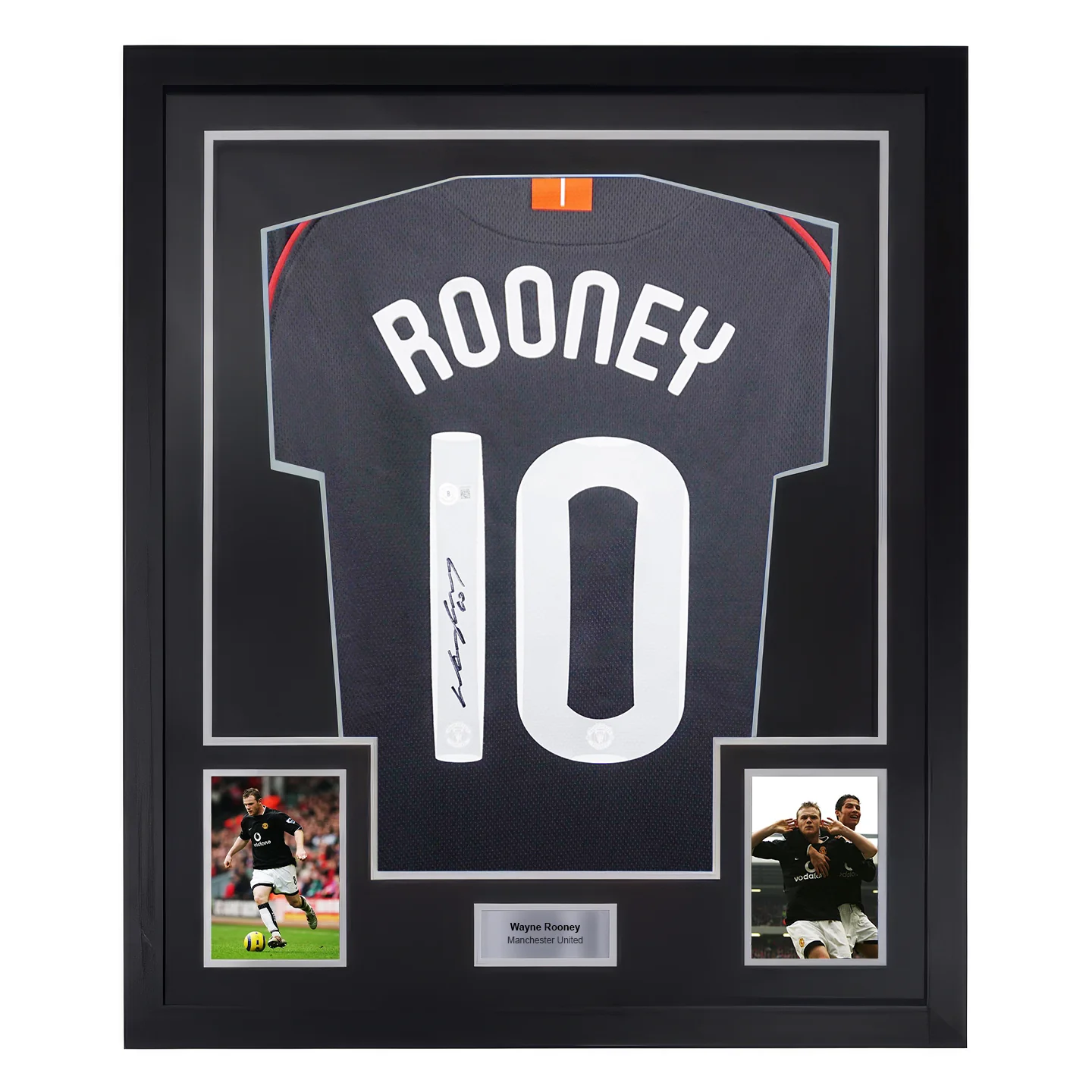 Framed Wayne Rooney Signed Manchester United Soccer Jersey #10 with Beckett COA