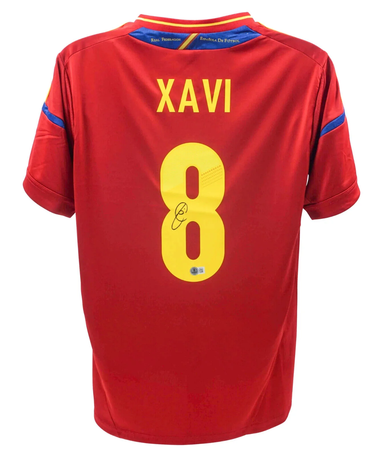 Xavi Hernandez Signed Spain FC Home Soccer Jersey #8 with Beckett COA - Image 3